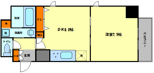 大阪市中央区東高麗橋のマンションの間取り