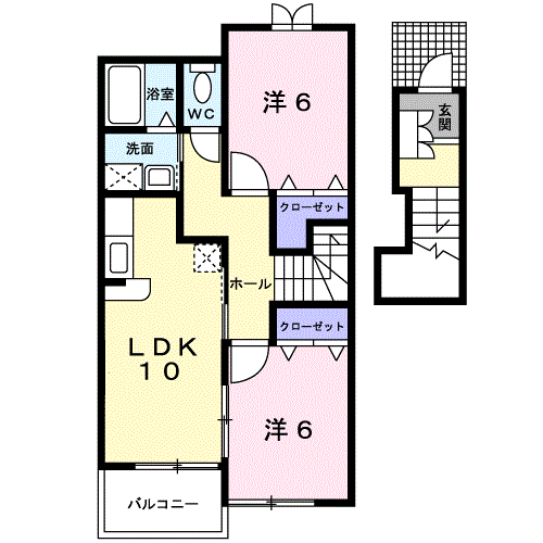 熊本市北区大窪のアパートの間取り