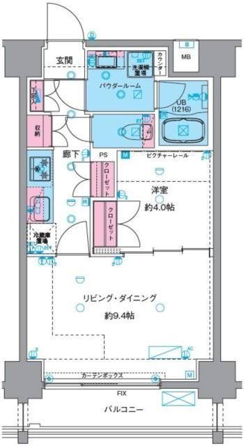 台東区今戸のマンションの間取り