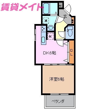 四日市市大矢知町のマンションの間取り