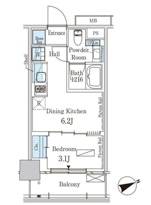 港区海岸のマンションの間取り