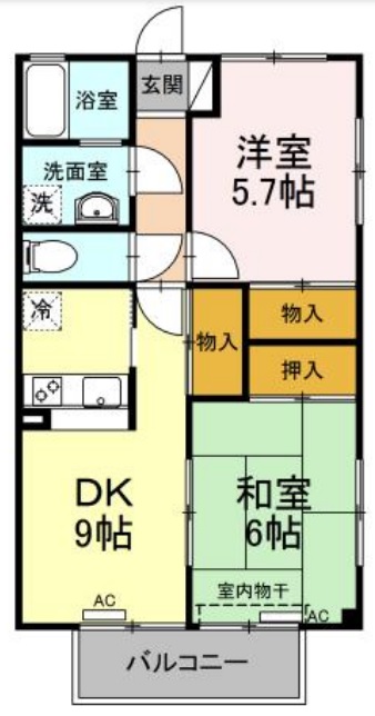 阿南市那賀川町中島のアパートの間取り