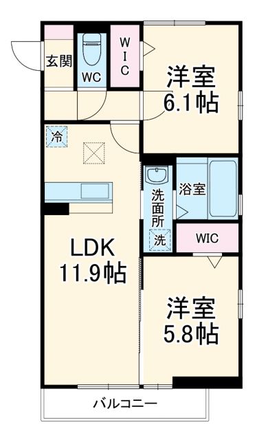 名古屋市守山区町南のアパートの間取り