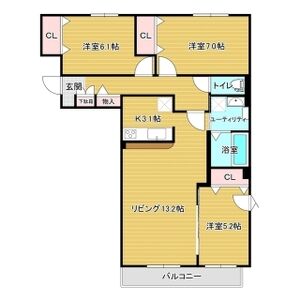 札幌市清田区北野一条のマンションの間取り