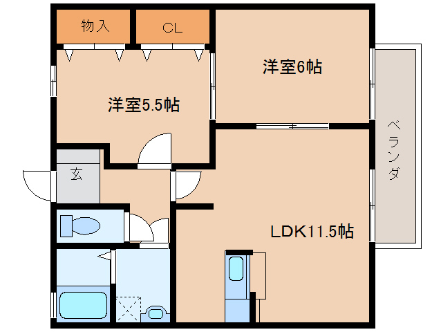 北葛城郡広陵町大字三吉のアパートの間取り