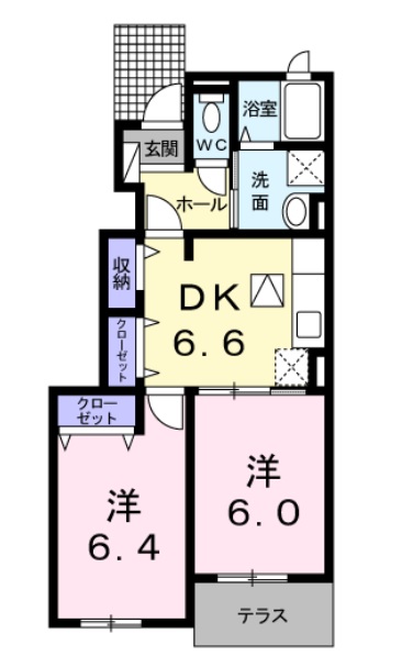 徳島市大原町のアパートの間取り