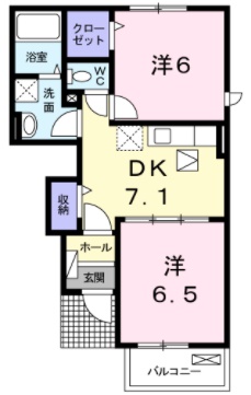 真庭市落合垂水のアパートの間取り