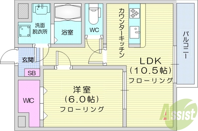 多賀城市下馬のマンションの間取り