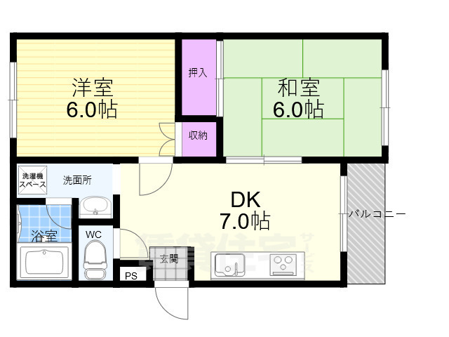 京都市東山区梅宮町のマンションの間取り