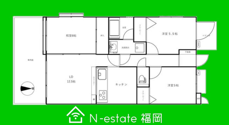 地下鉄空港線 姪浜駅 徒歩15分 6階建 築36年の間取り写真