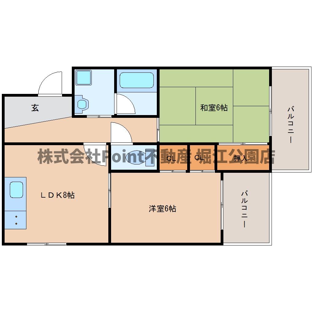 地下鉄谷町線 谷町六丁目駅 徒歩5分 7階建 築34年の間取り写真