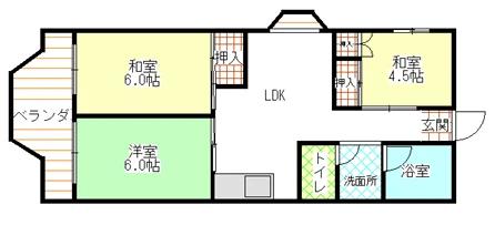阪急京都線 南茨木駅 徒歩24分 4階建 築41年の間取り写真