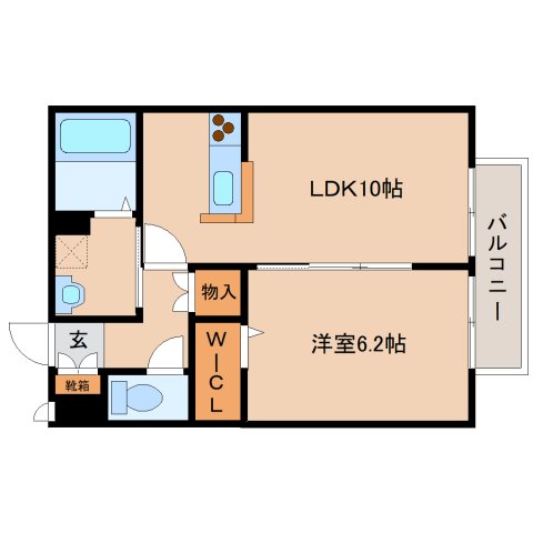 近鉄奈良線 近鉄奈良駅 バス乗車時間：17分 最寄りバス停で下車 徒歩9分 2階建 築21年の間取り写真