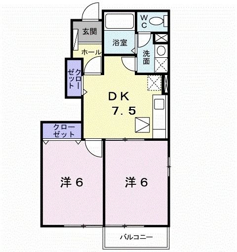 袖ケ浦市神納のアパートの間取り