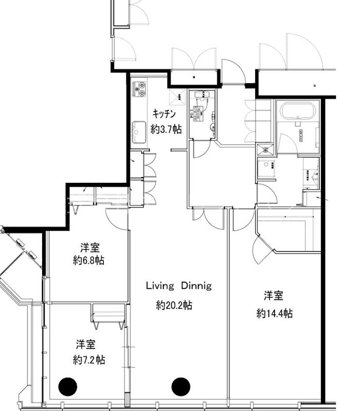 港区浜松町のマンションの間取り