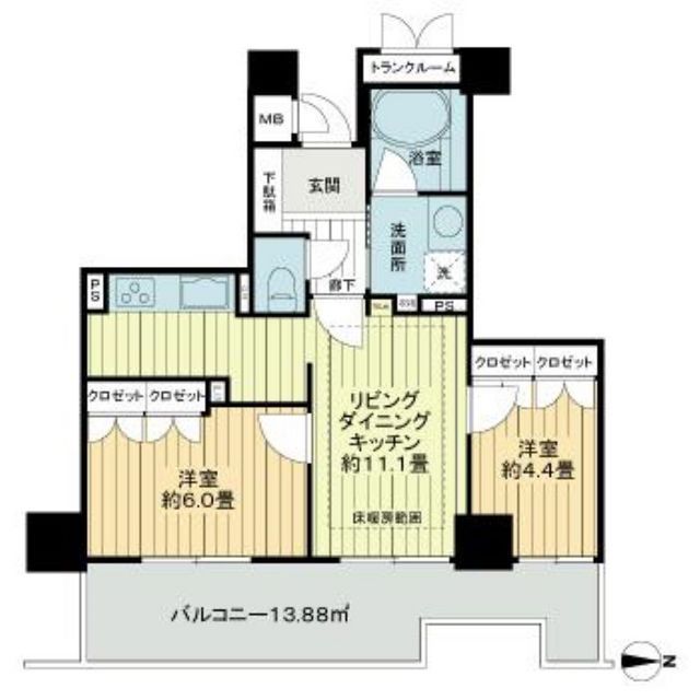 岐阜シティ・タワー４３　１８０８号室の間取り