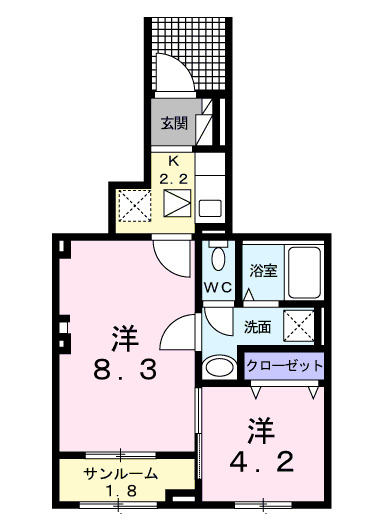 青梅市大門のアパートの間取り