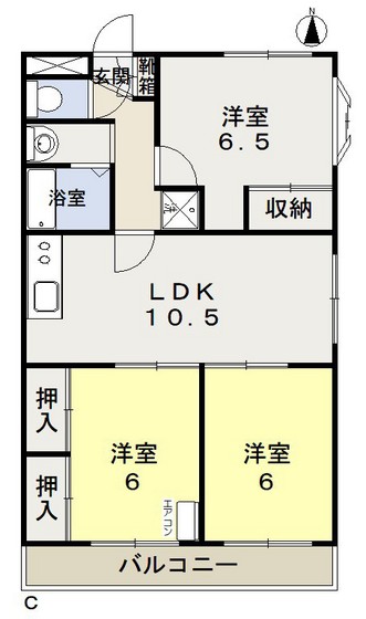 岡山市北区辰巳のマンションの間取り