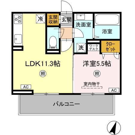 菊池市隈府のアパートの間取り