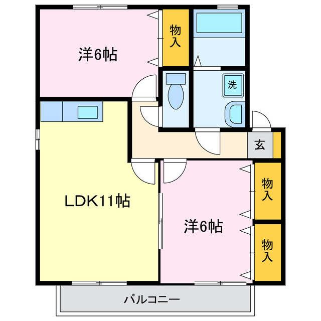 蒲郡市形原町のアパートの間取り