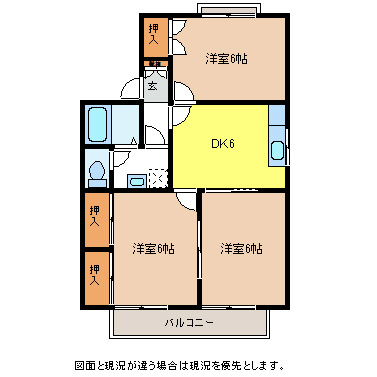 塩尻市大字大門のアパートの間取り