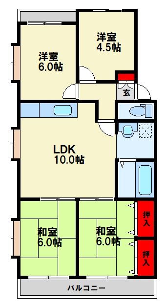 北九州市若松区迫田町のマンションの間取り