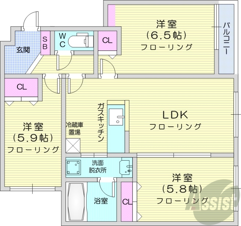 メニーズコート北園プレミアの間取り