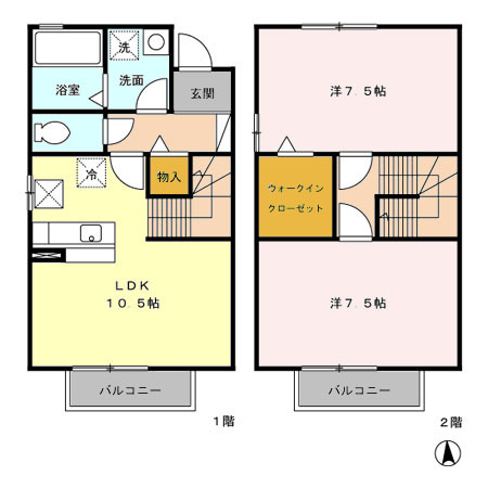 北上市常盤台1丁目築19年の間取り