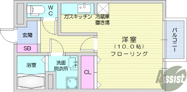 仙台市青葉区小松島のアパートの間取り