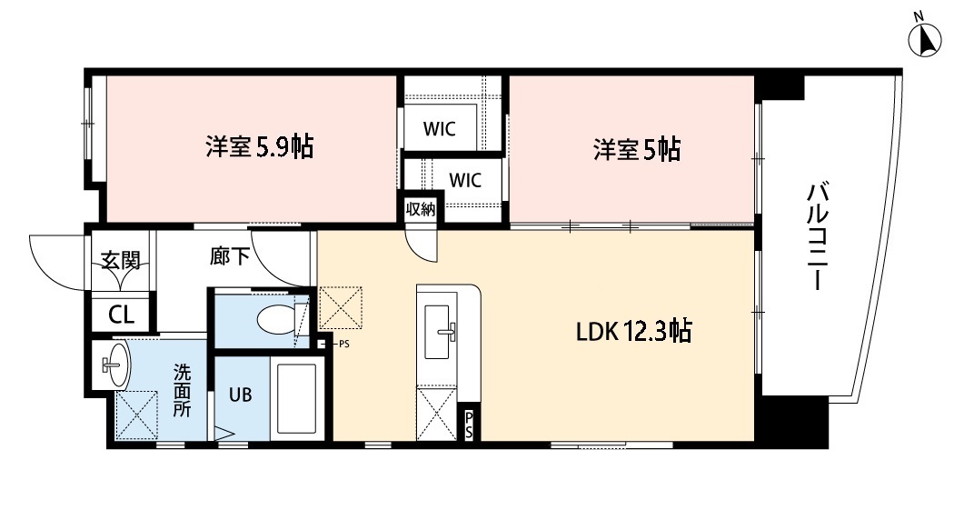 北九州市小倉南区徳力のマンションの間取り