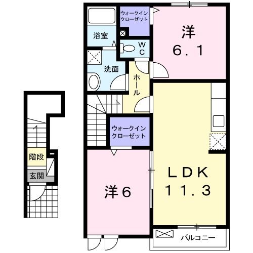 新見市西方のアパートの間取り