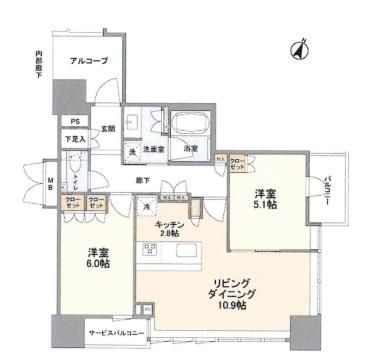 大阪市西区江戸堀のマンションの間取り