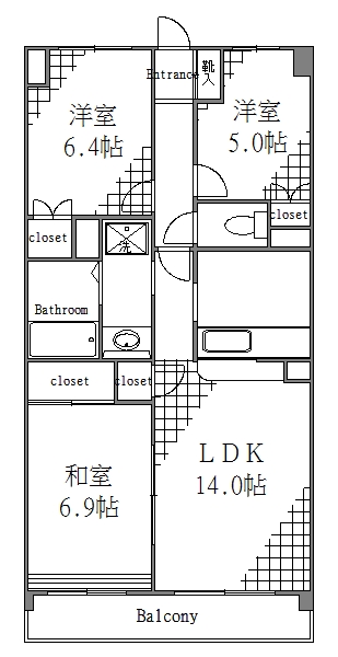 江東区扇橋のマンションの間取り