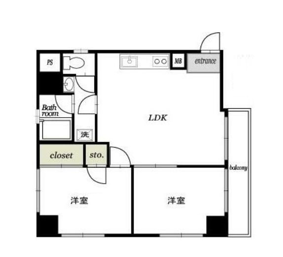 新宿区西新宿のマンションの間取り