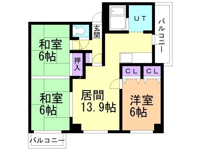 札幌市白石区南郷通のマンションの間取り