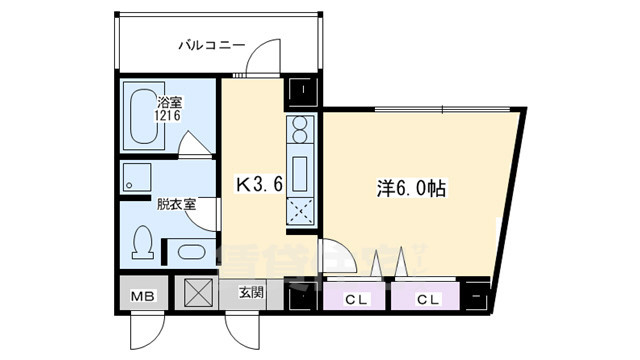 京都市南区東九条河辺町のマンションの間取り