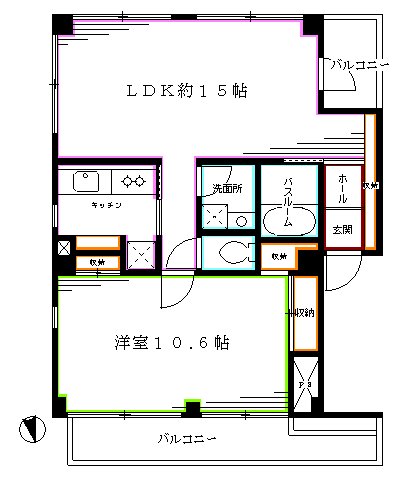 【中野区本町のマンションの間取り】