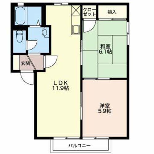 新潟市江南区荻曽根のアパートの間取り