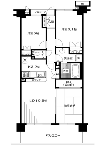 清瀬市松山のマンションの間取り