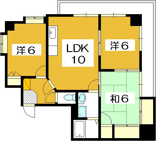 【広島市西区己斐中のマンションの間取り】