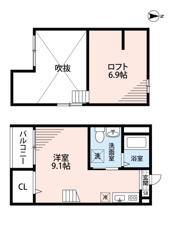 名古屋市中村区上ノ宮町のアパートの間取り