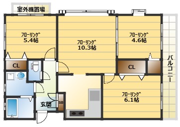 神戸市中央区中山手通のマンションの間取り