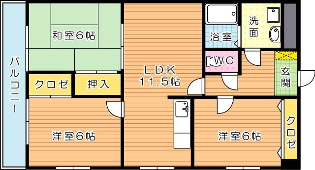 北九州市若松区青葉台南のマンションの間取り