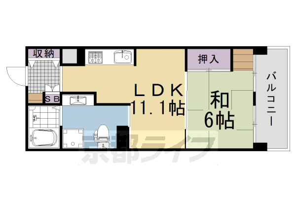 京都市伏見区久我東町のマンションの間取り