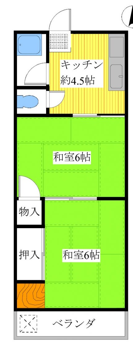 神戸市垂水区塩屋町のアパートの間取り