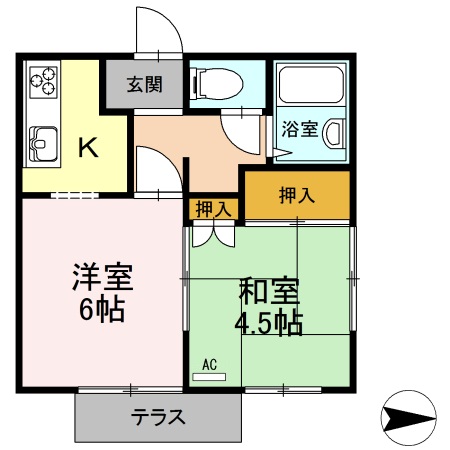 尾道市美ノ郷町三成のアパートの間取り