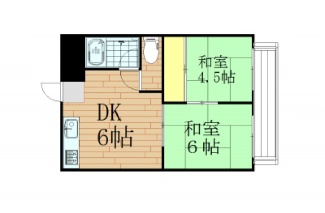 岡山市中区赤田のアパートの間取り