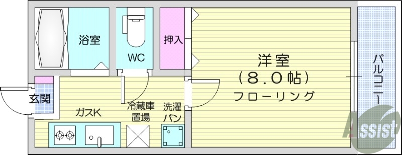 多賀城市高崎のアパートの間取り