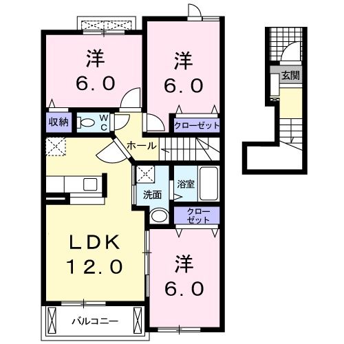 朝来市和田山町平野のアパートの間取り