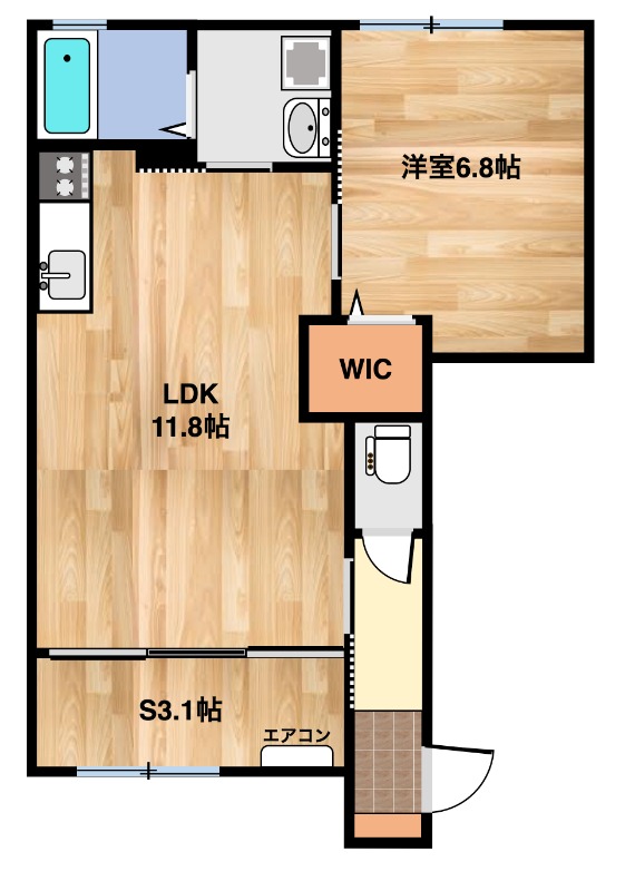 呉市西辰川のアパートの間取り